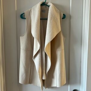 Cream faux shearling/suede vest